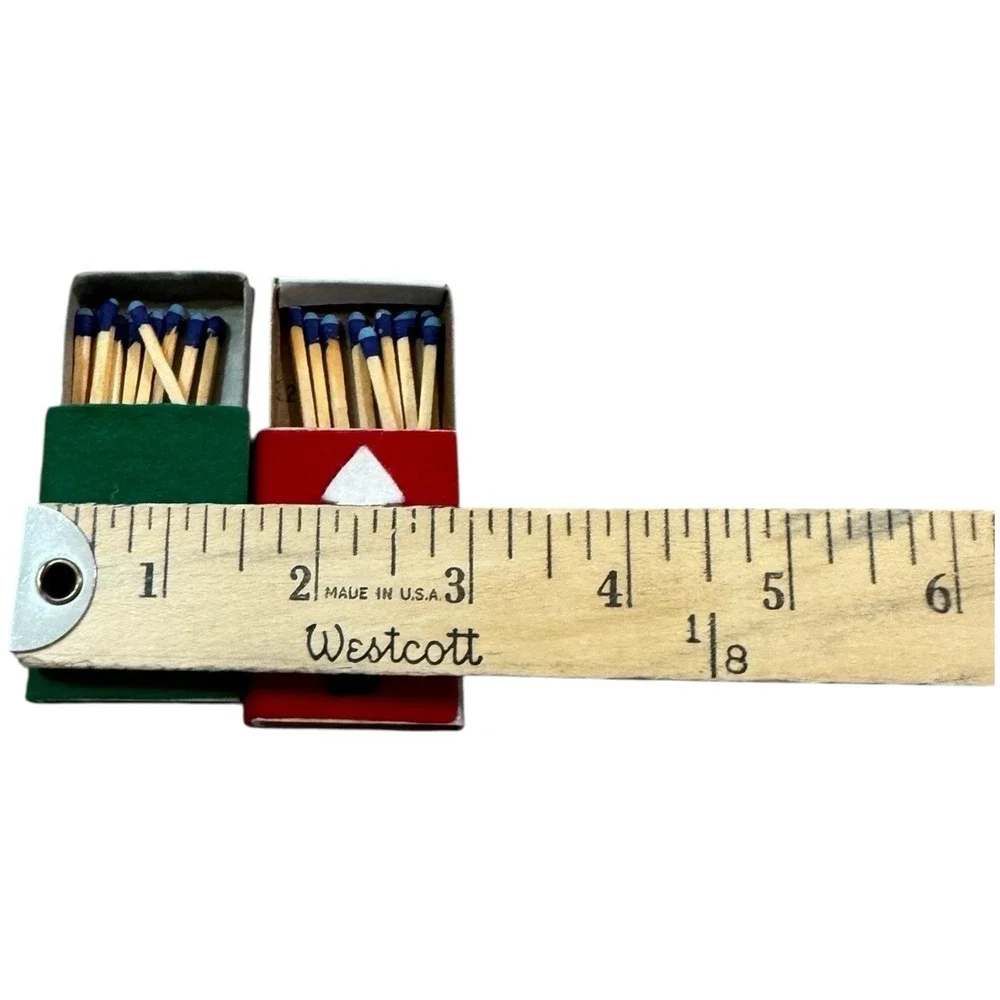 2 Handmade Christmas Vtg SmallFelt Match Boxes‎ Wreath/Christmas Tree 9 Matches